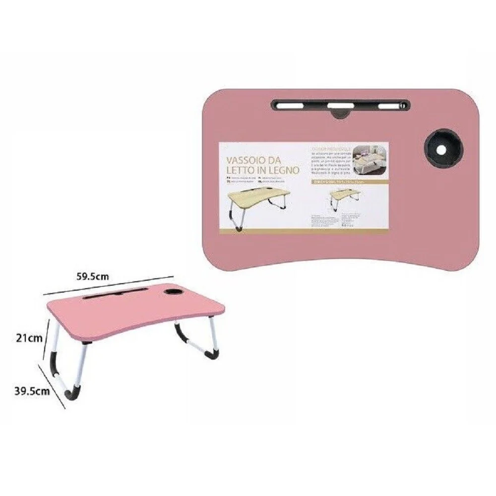 VASSOIO SCRIVANIA PIEGHEVOLE TAVOLINO TAVOLO PER PC SLOT TABLET TAZZA ROSA 71365 - TrAdE Shop Traesio