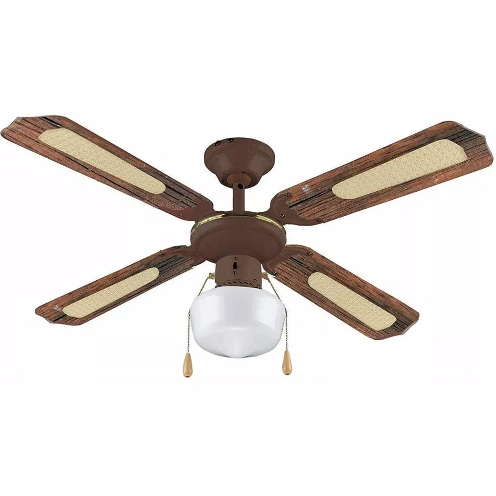 VENTILATORE A SOFFITTO 4 PALE 108CM 3 VELOCITA' + LUCE IN LEGNO E METALLO 55W - TrAdE Shop Traesio