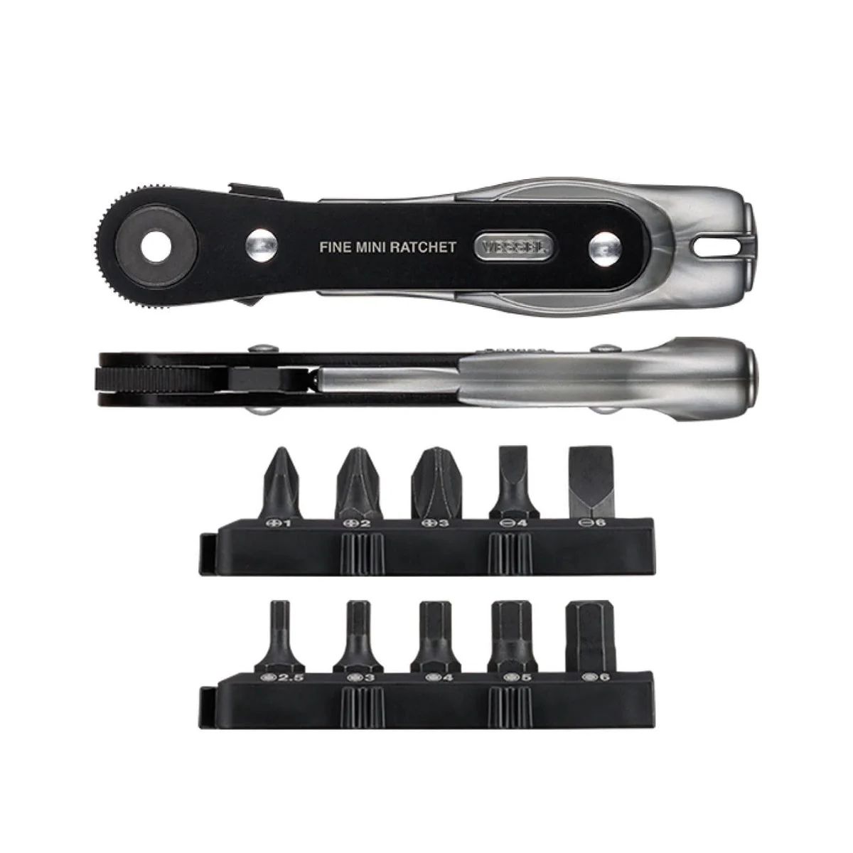 VESSEL cacciavite a cricchetto sottile dritto a 60 denti con 10 inserti, TD-25