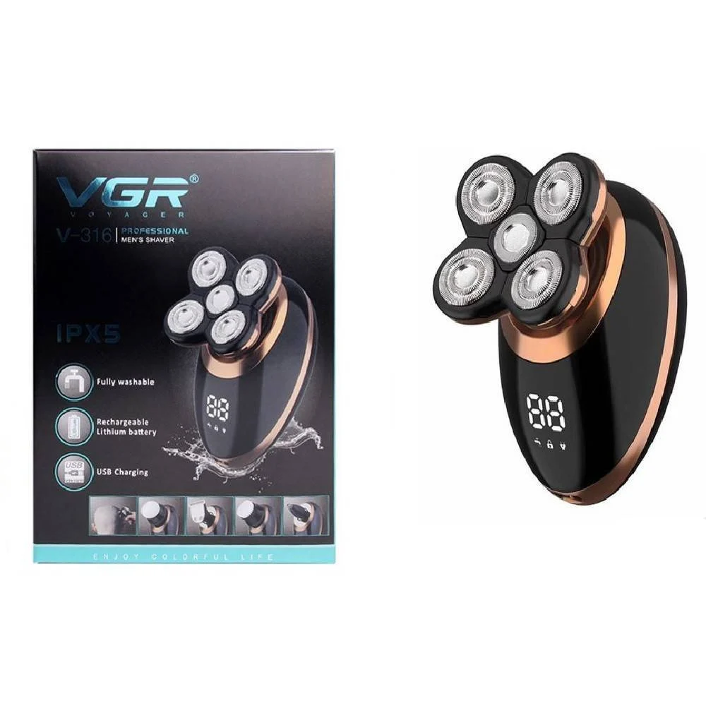 VGR V-316 Rasoio Professionale Rotary Shaver 5in1 Barber Regolabarba LCD