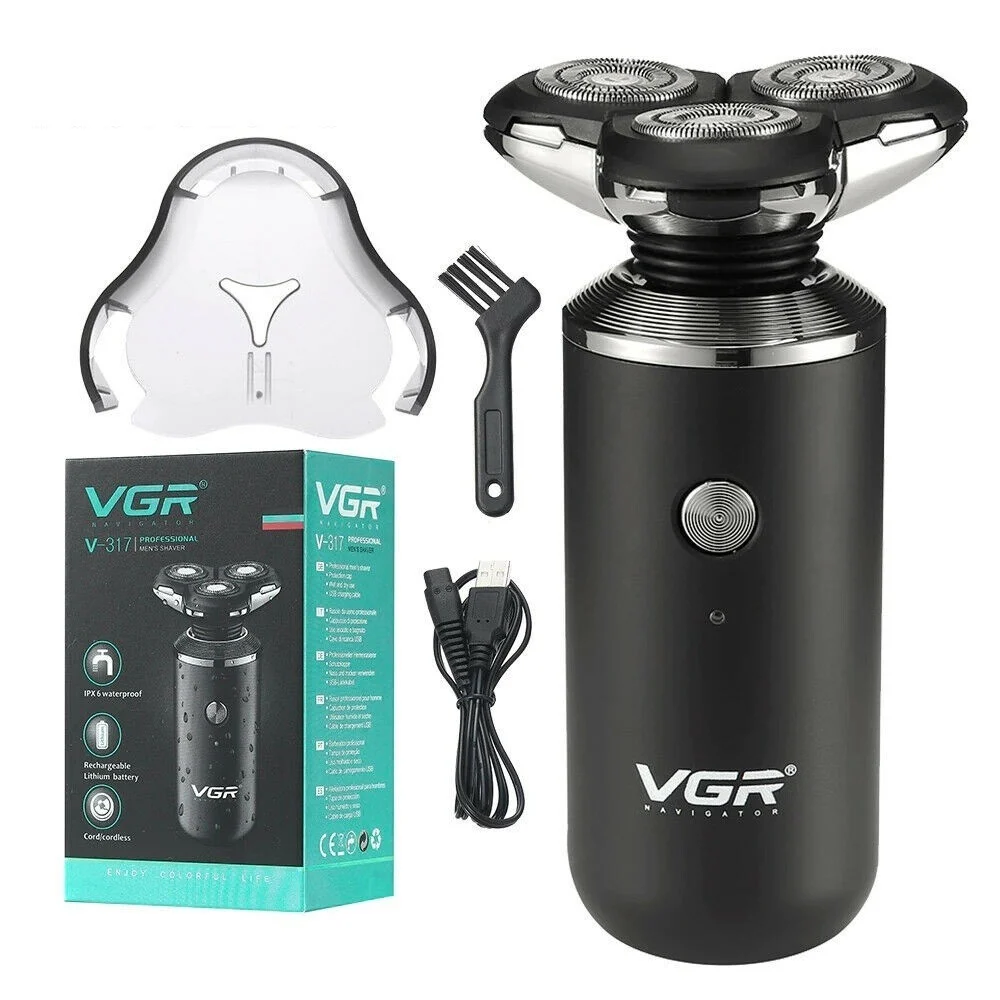 VGR V-317 Rasoio Professionale 3D Impermeabile Rotary Shaver Barber Cordless