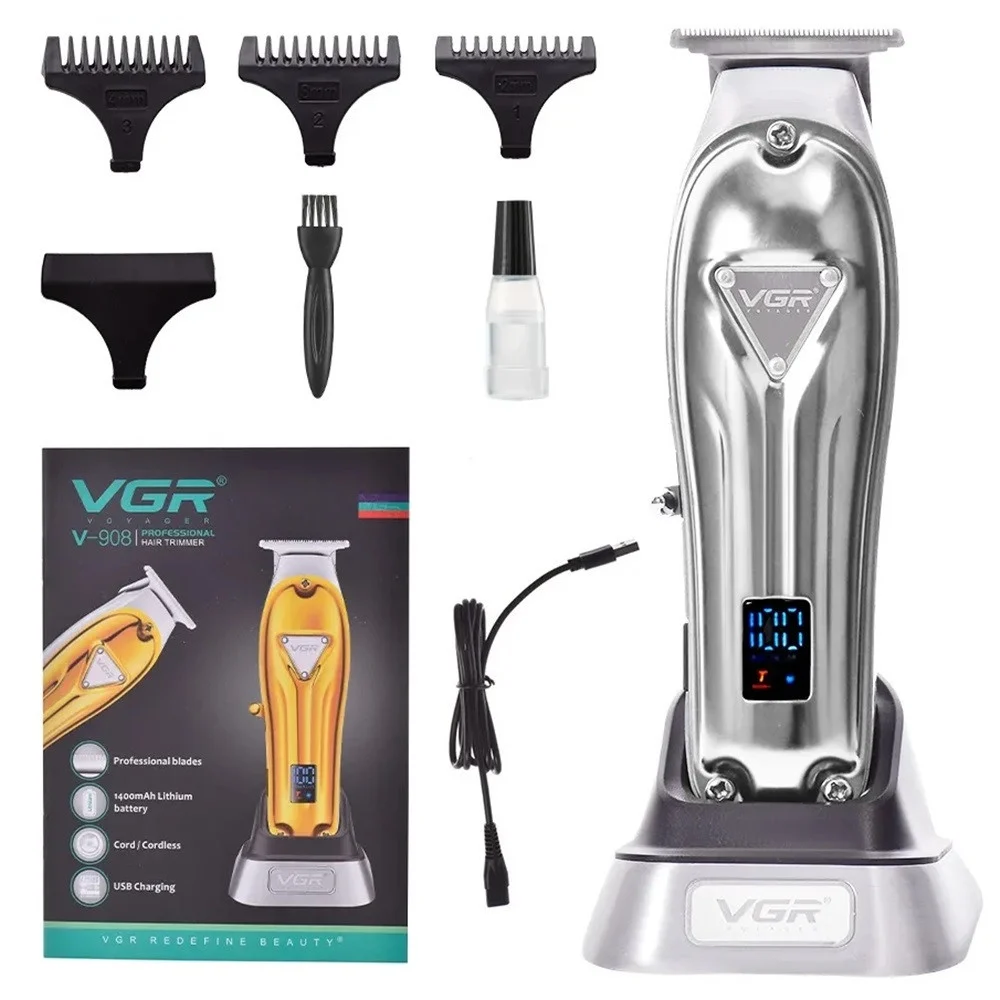 VGR V-908 Tagliacapelli Professionale Trimmer Barber LCD Cordless