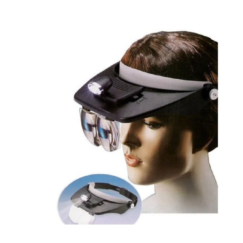 VISIERA CON LUCE LENTI DI INGRANDIMENTO 2 LED 4 LENTI TORCIA FRONTALE - TrAdE Shop Traesio