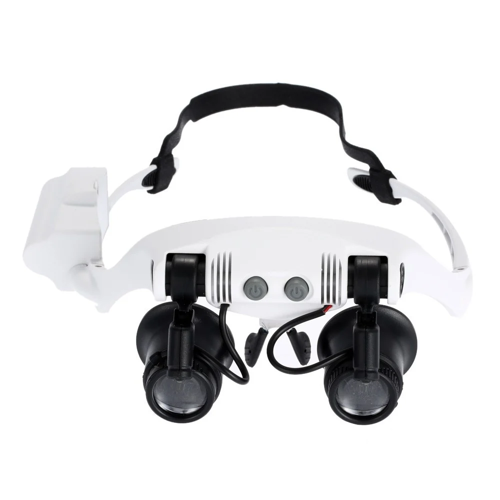 VISIERA OCCHIALI LENTE INGRANDIMENTO PRECISIONE CON 2 LED 4 LENTI LUCE 9892GJ-3A
