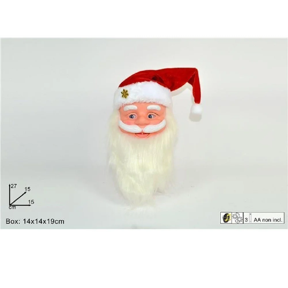 VISO DI BABBO NATALE CON MUSICA MOVIMENTO DECORAZIONE ADDOBBO NATALIZIO - TrAdE Shop Traesio