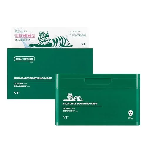 VTCOSMETICS CICA Deer Maschera Lenitiva Giornaliera, 30 Fogli