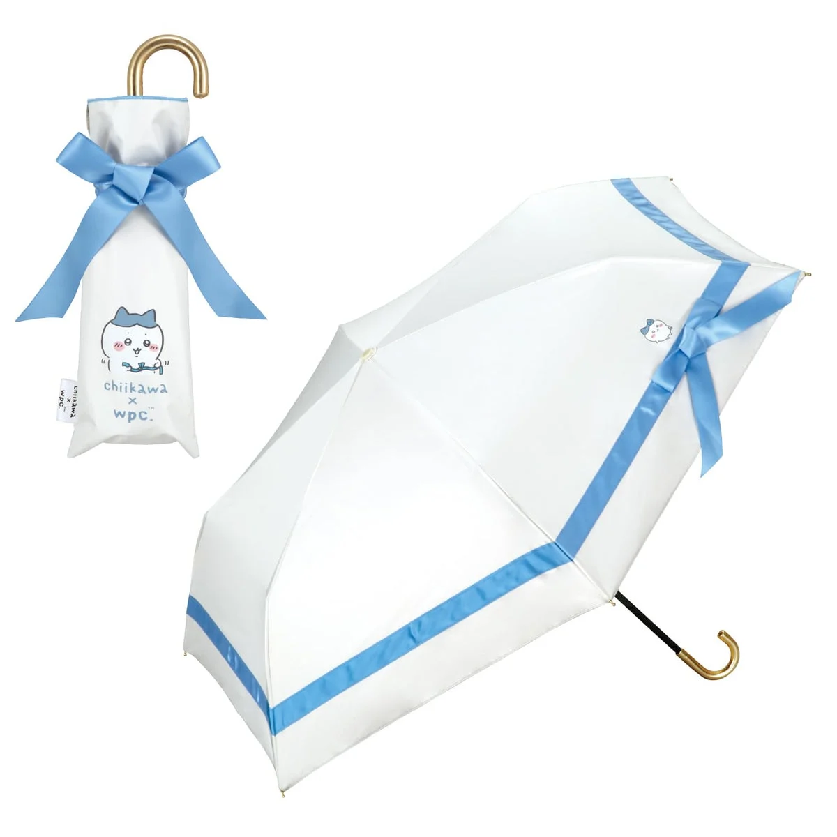 Wpc Ombrello Mini Pieghevole UV Cut 100% 801-CK03-102 Blu Ribbons