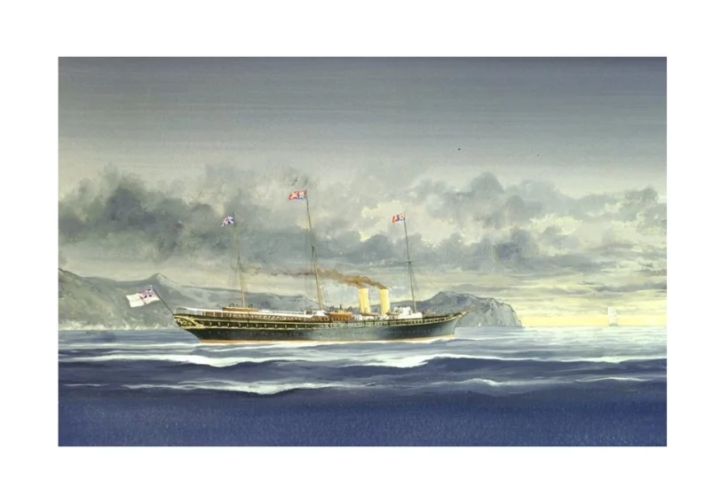 marina – yacht reale inglese “victoria and albert” con promontorio di portofino - Arredamento marinaresco