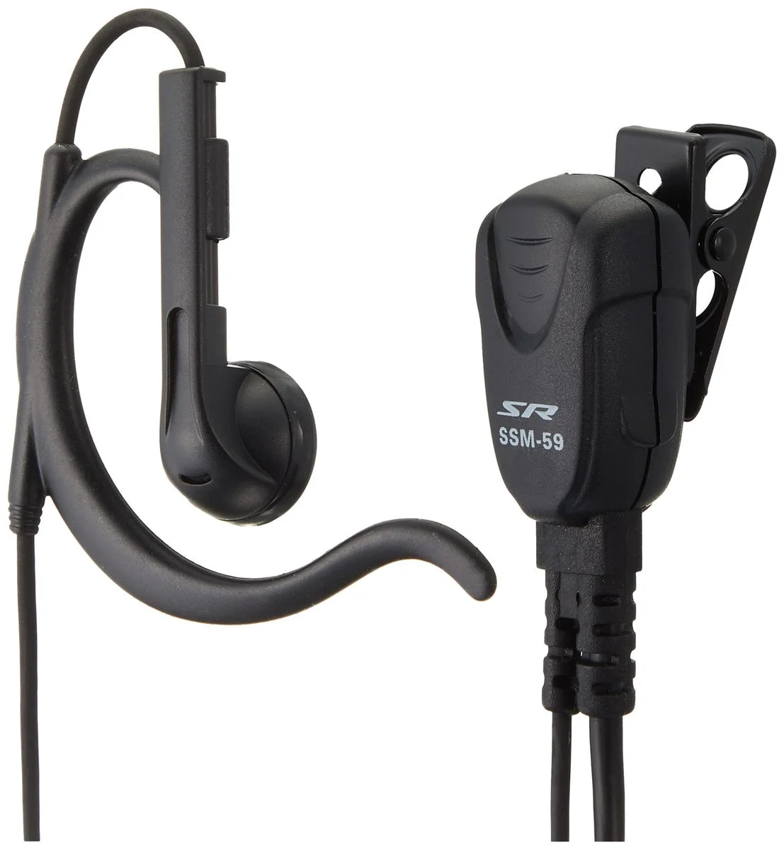 Yaesu Standard Horizon SSM-59ACA Compact Clip Mic & Open-Air Earhook Earpiece (Coiled Cord)