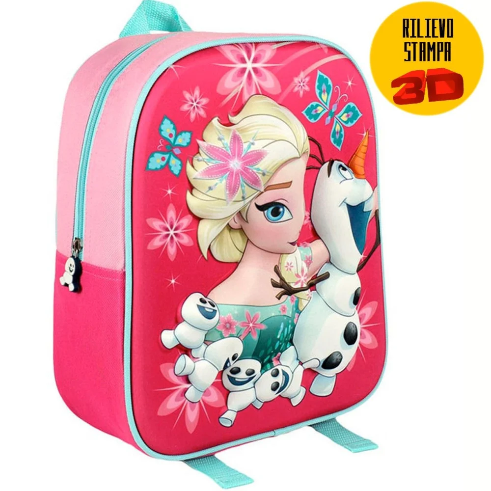 ZAINETTO FROZEN ELSA OLAF STAMPA RILIEVO 3D BAMBINE SCUOLA ASILO TEMPO LIBERO - TrAdE Shop Traesio