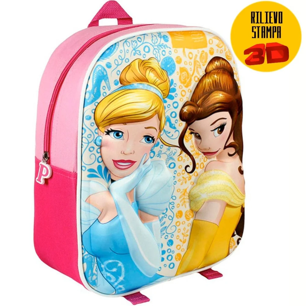 ZAINETTO PRINCIPESSE DISNEY BELLE CENERENTOLA STAMPA 3D BAMBINE SCUOLA ASILO - TrAdE Shop Traesio