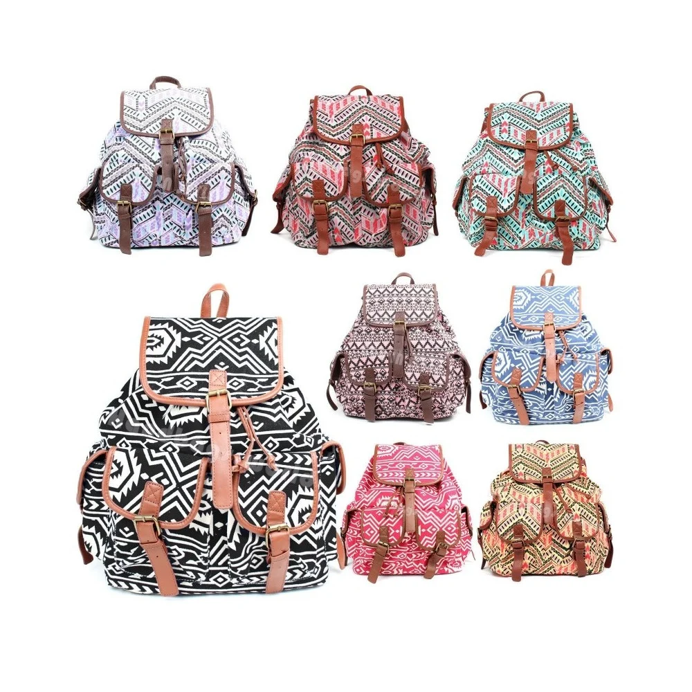 ZAINO DONNA CASUAL TRACOLLA SACCHETTO TELA RETRO' VINTAGE AZTECO BORSA SCUOLA - TrAdE Shop Traesio
