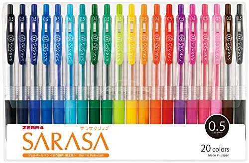 ZEBRA Gel Ball Pen SARASA Clip 0.5mm Set of 20 Colors JJ15-20CA