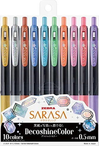 ZEBRA Penna a Sfera Gel Sarasa Clip 0.5mm Set 10 Colori JJ15-10C-SH