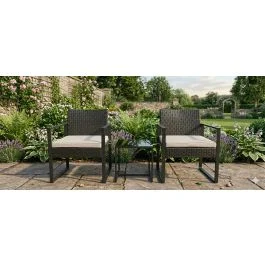 Gardenia Set bistrot melody, in acciaio e rattan, 2 poltrone Ø60x57,5xh.76,5 cm + 1 tavolino 42x40xh39,5 - Giardino e terrazzo