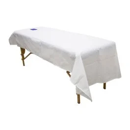 Lenzuolino con foro viso per lettini tessuto Sulcer 50% cotone 50% poliestere - Quirumed