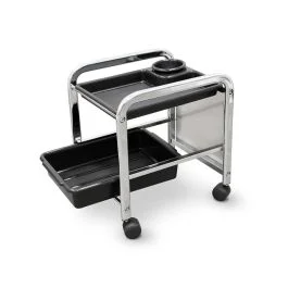 Carrello con vassoi e finiture cromate - Quirumed