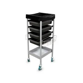 Carrello da parrucchiere con cassetti e vassoio inferiore in metallo - Quirumed