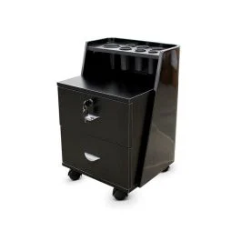 Carrello ausiliario per parrucchieri con porta accessori nero - Quirumed