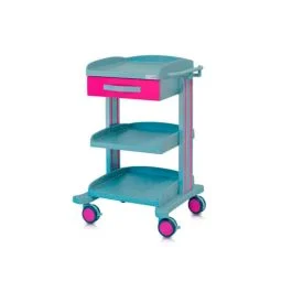 Carrello multifunzionale con un cassetto, 2 vassoi inferiori e manico spinta - Inmoclinic