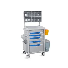 Carrello per anestesia con 5 cassetti, scomparti multipli - Quirumed