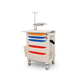 Carrello di emergenza, 5 cassetti, ripiani e accessori - Quirumed
