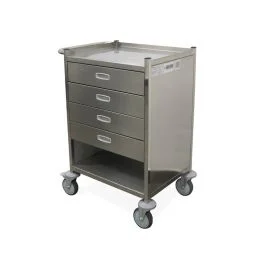 Carrello in acciaio inox con 4 cassetti e ripiano - Quirumed