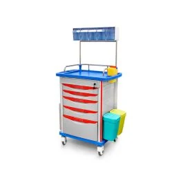 Carrello per anestesia con 5 cassetti, ripiani e accessori - Quirumed