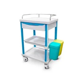Carrello portastrumenti in ABS con vassoio e ripiani - Quirumed