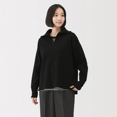 Maglione Milano mezza zip a coste da donna