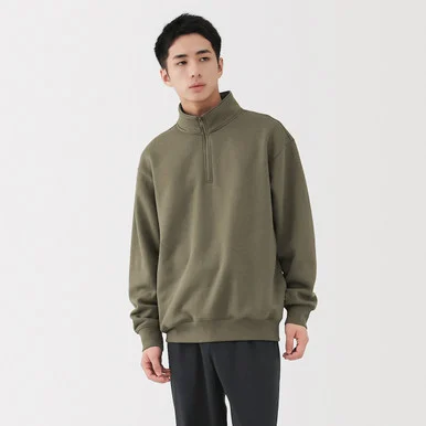 Felpa a mezza con zip in misto cotone da uomo