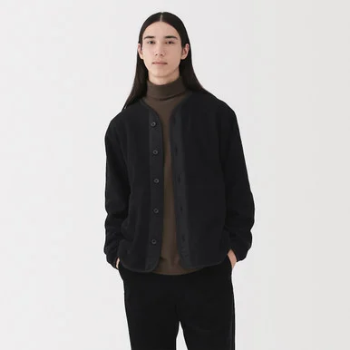 Cardigan in pile di poliestere riciclato da uomo