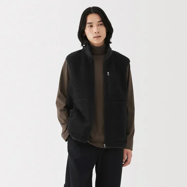 Gilet in pile boa di poliestere riciclato da uomo