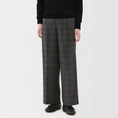 Pantaloni a gamba larga plissettati spazzolati da donna