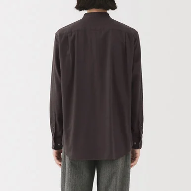 Camicia in flanella con collo alla coreana da uomo