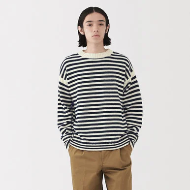 Maglione a girocollo in lana andina a trama grossa da uomo