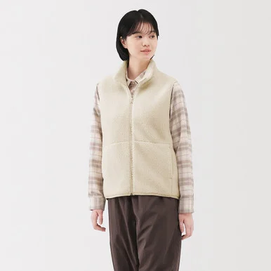 Gilet in pile boa di poliestere riciclato da donna