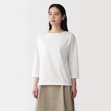 T-shirt in misto cotone con maniche a 3/4 da donna