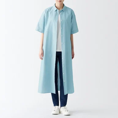 Abito camicia a mezza manica in cotone - Donna