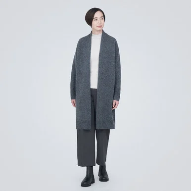 Cardigan lungo in misto lana Yak - Donna