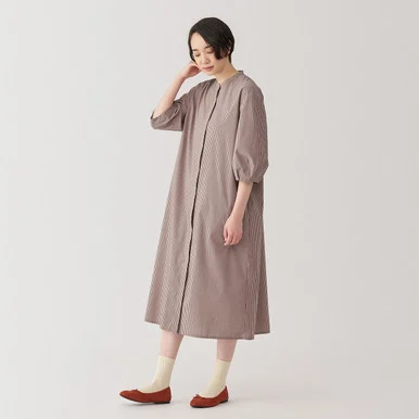 Abito midi da donna in misto cotone Quick‐Dry con maniche a 3/4