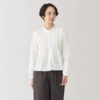 Blusa a maniche lunghe in velo di cotone da donna