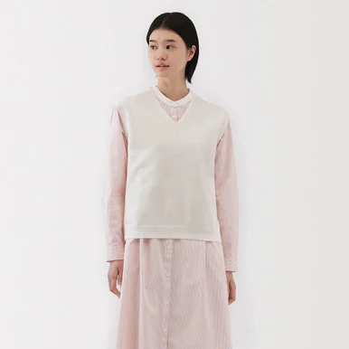 Maglione senza maniche con scollo a V e costine Milano da donna