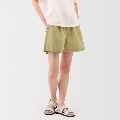 Pantaloncini con vita elasticizzata mix canapa da donna