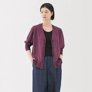 Cardigan scollo a V in mix cotone da donna