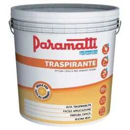 Paramatti Idropittura traspirante diluibile, colore bianco, 15 lt - Vernici