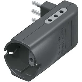 Adattatore salvaspazio corner-2 prese bipasso 10/16a e 1 presa tedesca tipo p30