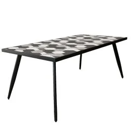 Tavolo cosmo da giardino in acciaio con piano in ceramica decorato grigio scuro - Giardino e terrazzo
