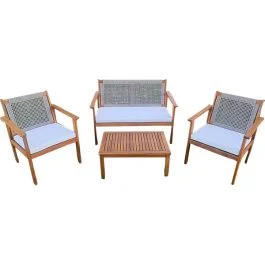 Gardenia Set Vanna 4pz in acacia e corda color salvia - Giardino e terrazzo