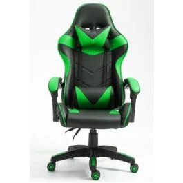 Gloxy Sedia gaming girevole, ergonomica, altezza regolabile, con poggiatesta e supporto lombare, colore nera e verde - Utensileria e ferramenta